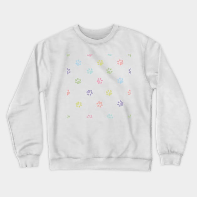 Pastel colored doodle paw prints Crewneck Sweatshirt by GULSENGUNEL